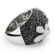 Bague en argent sterling noir CZ 925 bijoux en argent